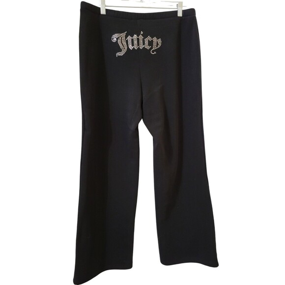 NWT! Juicy Couture Size L Knit Bling Flare Sweat Lounge Pants Black G15.7 Y2K - Picture 4 of 13